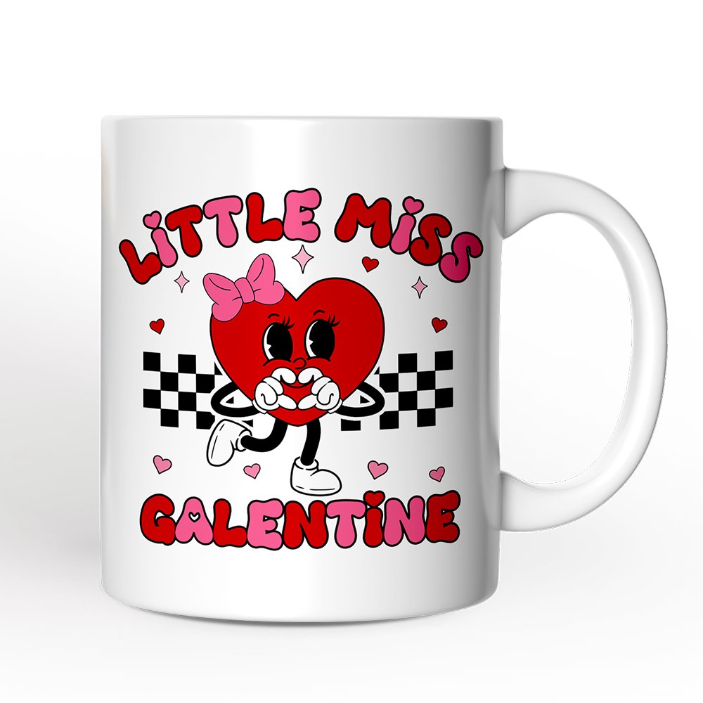 Little Miss Galentine Personalized Mug, Single Women Pink Valentine's Day Gift With Custom Name