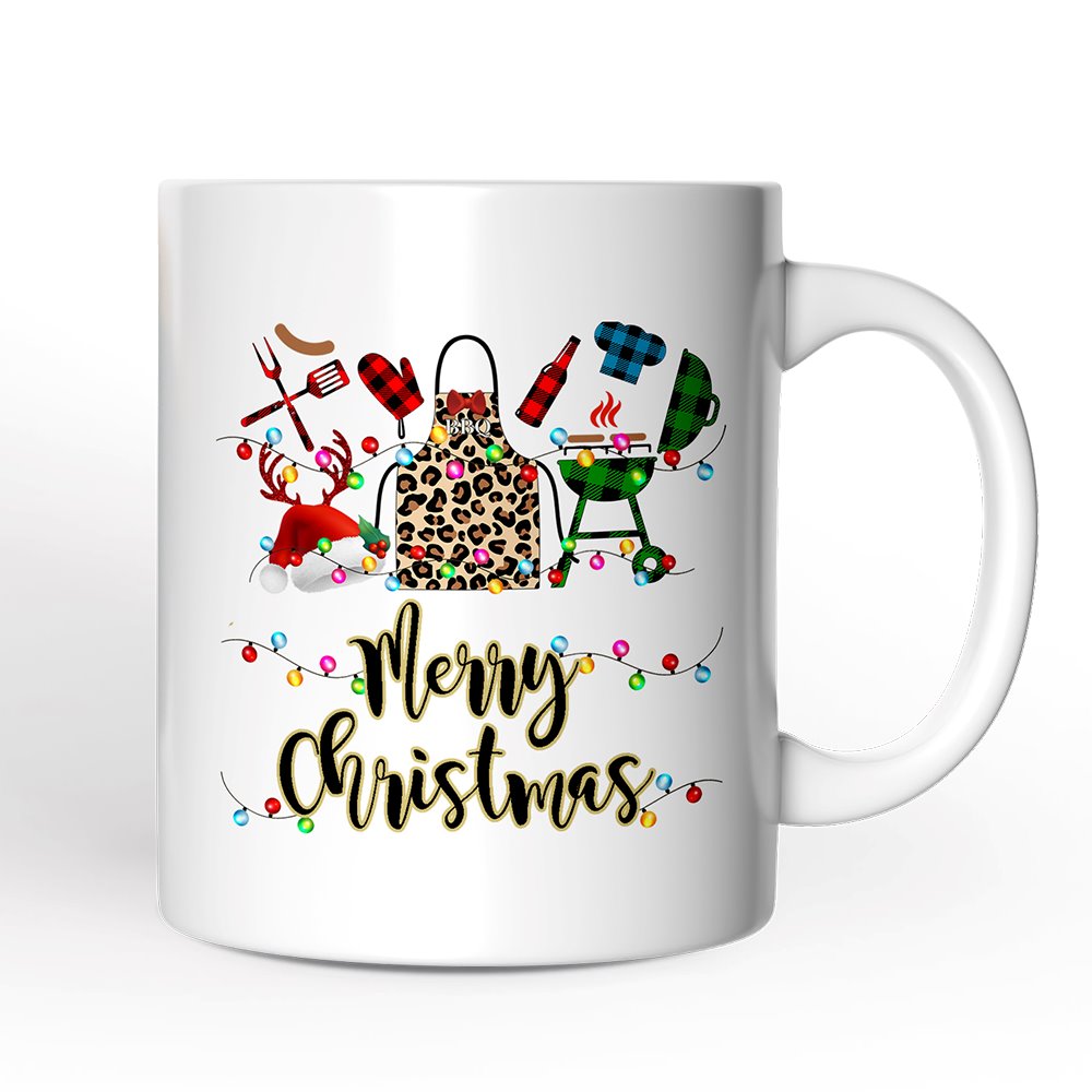 Personalized Mug BBQ Buffalo Plaid Christmas, Barbecue Gift