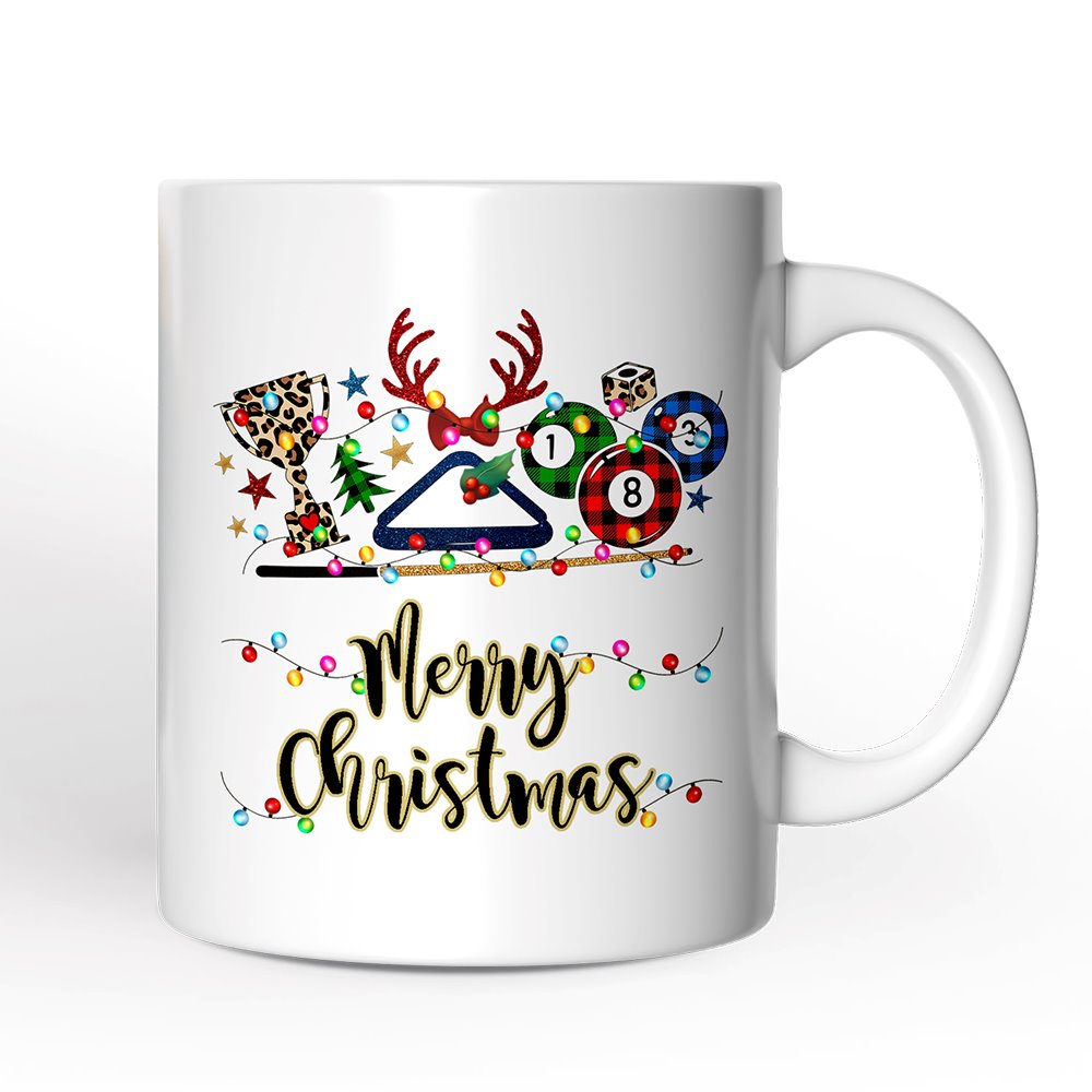 Personalized Mug Billiards Buffalo Plaid Christmas, Pool Balls Snooker Gift