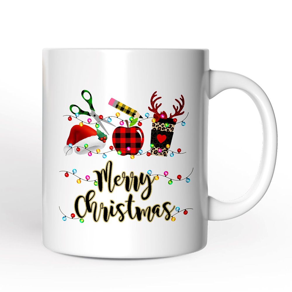 Personalized Mug Merry Christmas Plaid Teacher, School Professional Gift