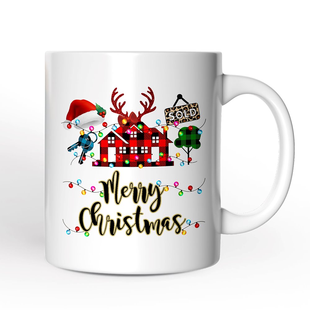 Personalized Mug Realtor Buffalo Plaid Christmas, Gift From Customers