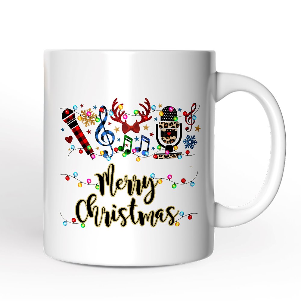 Personalized Mug Singers Buffalo Plaid Christmas, Microphone Gift