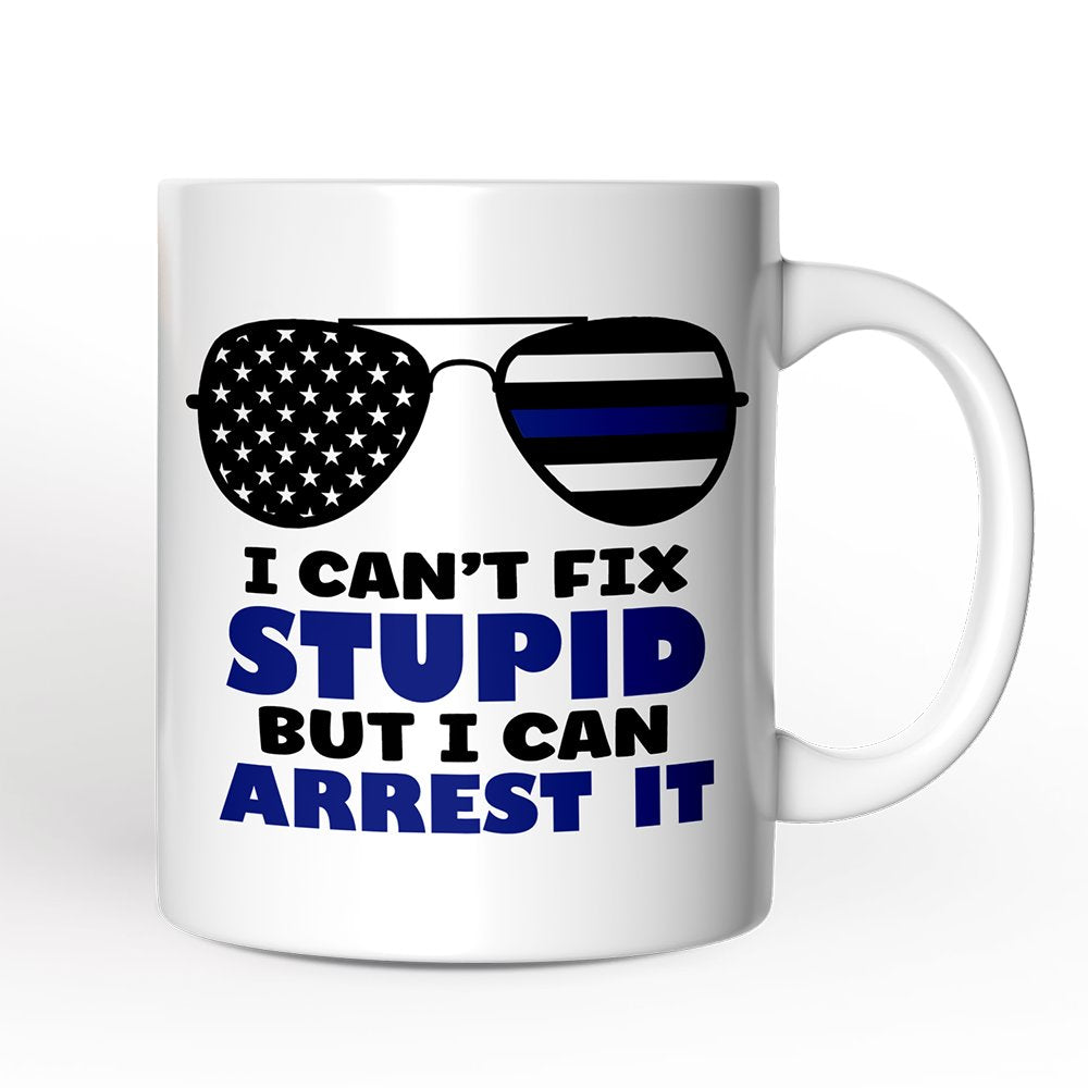 Police Officer Personalized Mug, I Can't Fix But I Can Arrest It Gift With Custom Name