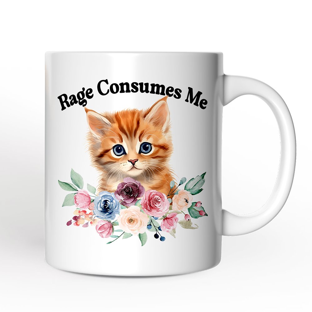 Rage Consumes Me Personalized Mug, Sarcastic Kitten Lover Gift With Custom Name