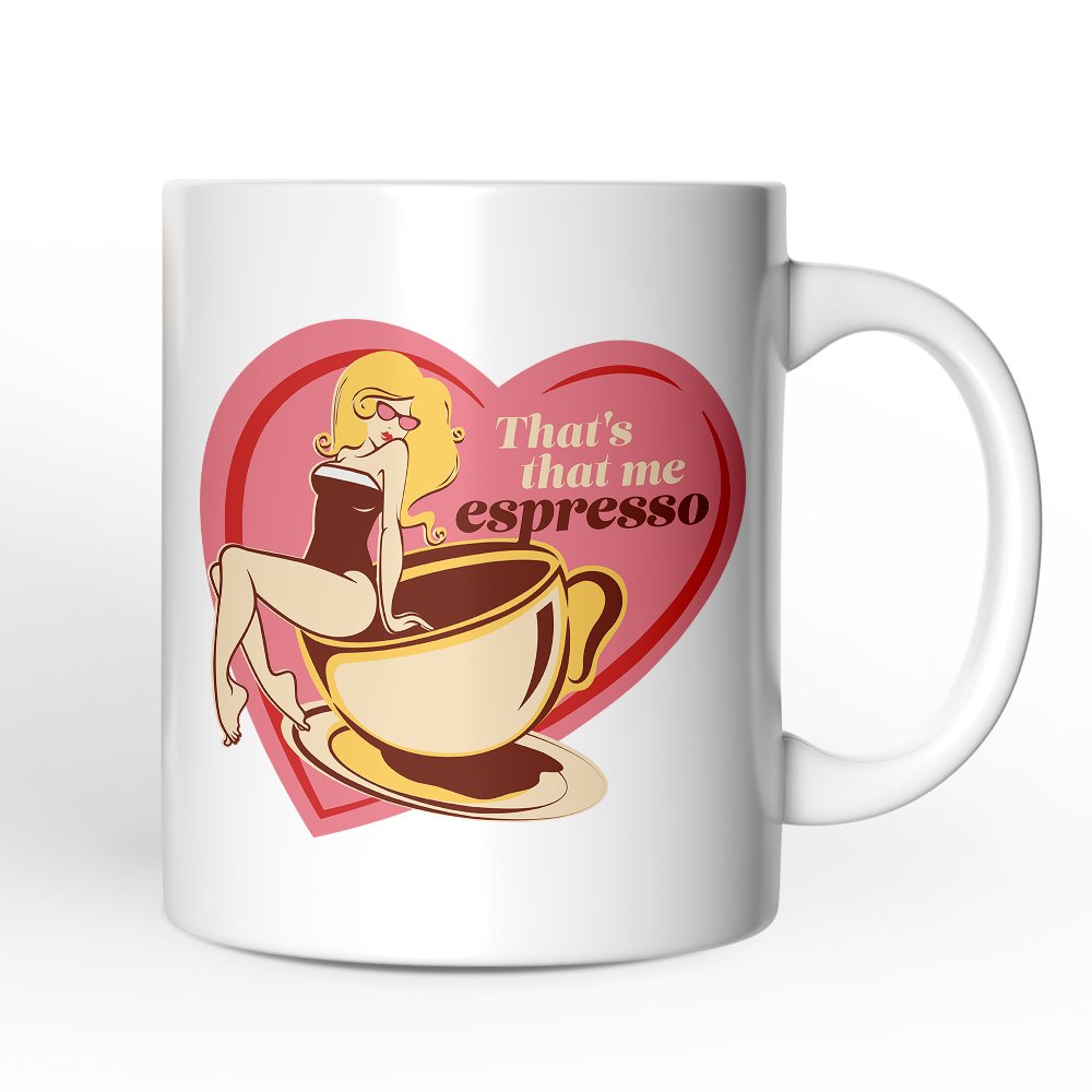 That’s That Me Expresso Retro Personalized Mug, Pinup Girl Anti-Valentine Gift With Custom Name