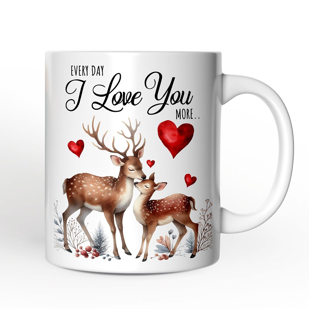 Valentine Deer Anniversary Personalized Mug for Couple, Together Keepsake Romantic Gift