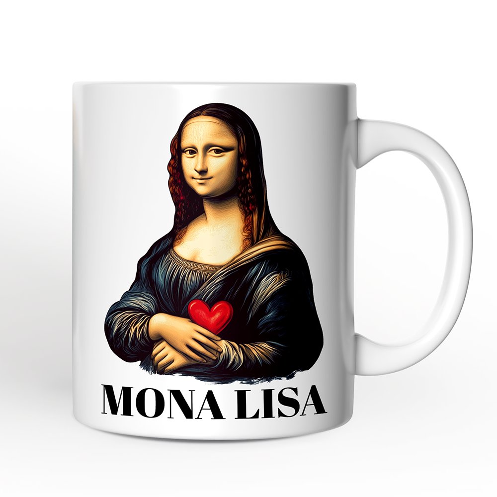 Valentine Style Mona Lisa Personalized Mug, Leonardo da Vinci Vintage Art Lover Gift