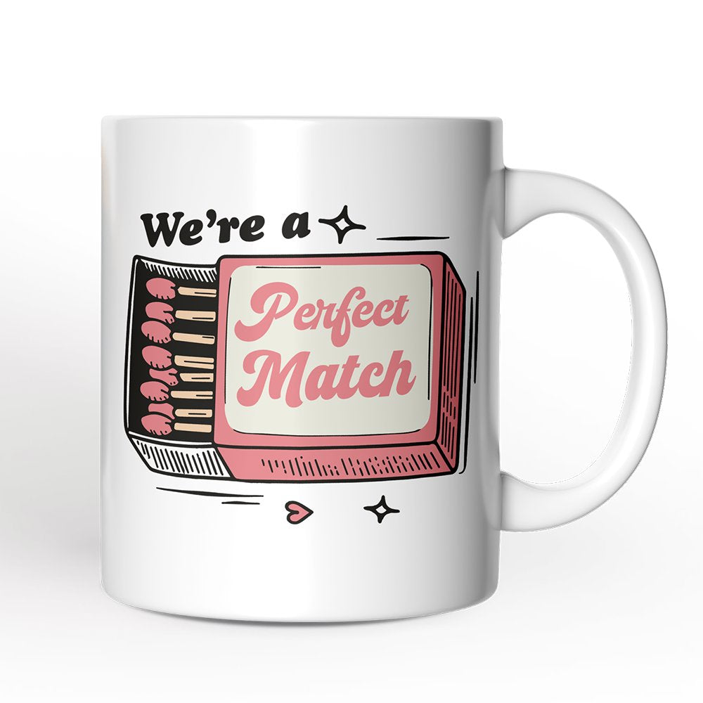 We're a Perfect Match Personalized Mug for Couple, Retro Cute Gift With Custom Names