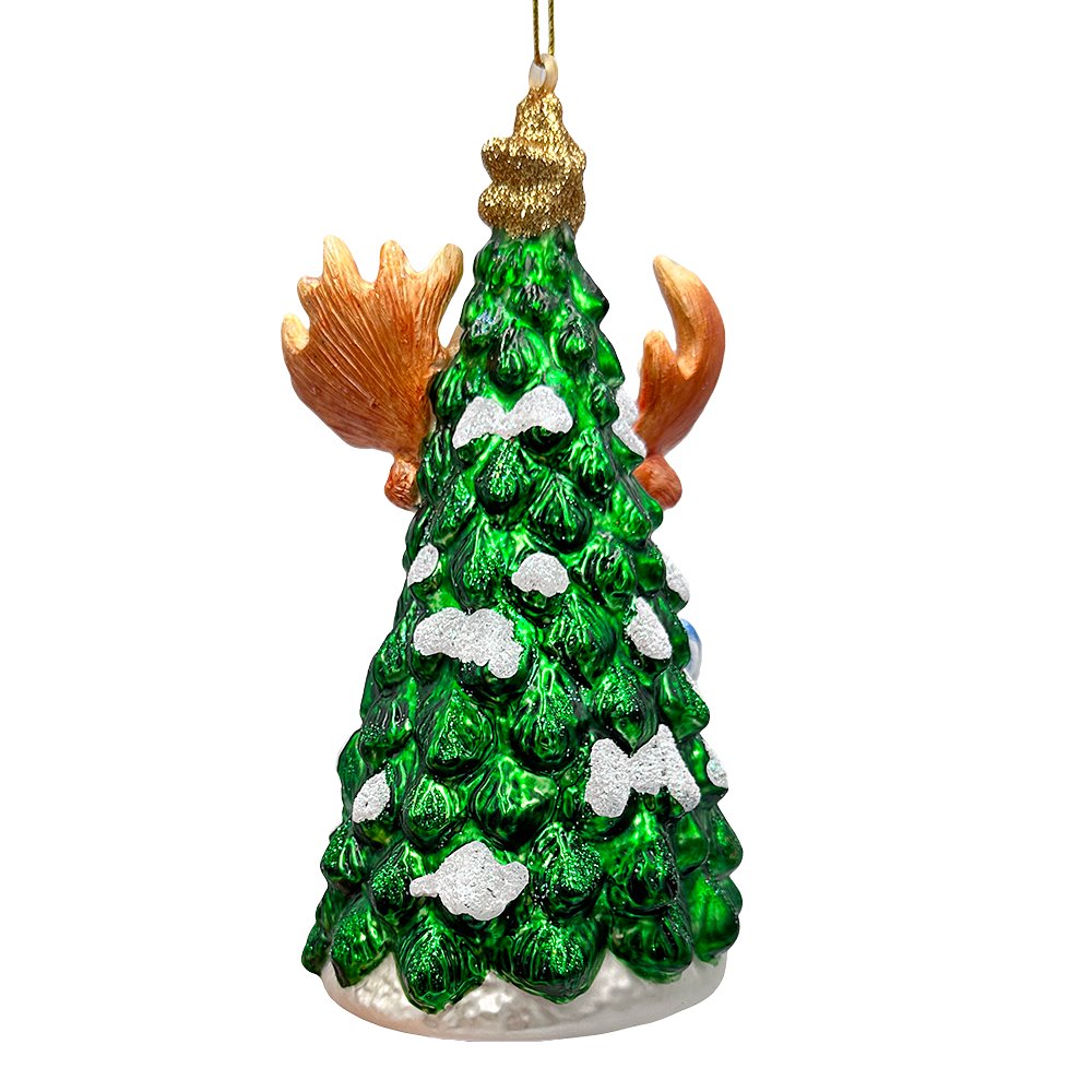 Cozy and Cute Sweater Moose Glass Christmas Ornament, Farmhouse Elk Tree Decoration