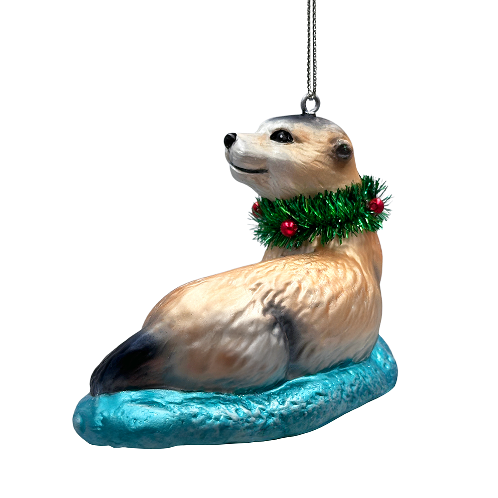 Cute Otter Glass Christmas Ornament, Exotic Animal Tree Decoration