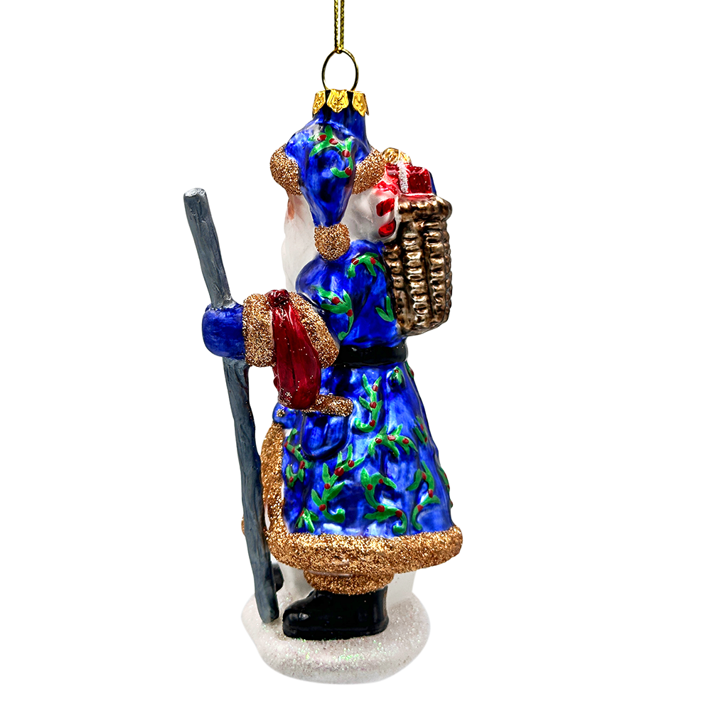 Victorian Vagabound Santa Claus Glass Christmas Ornament, Purple Tree Decor