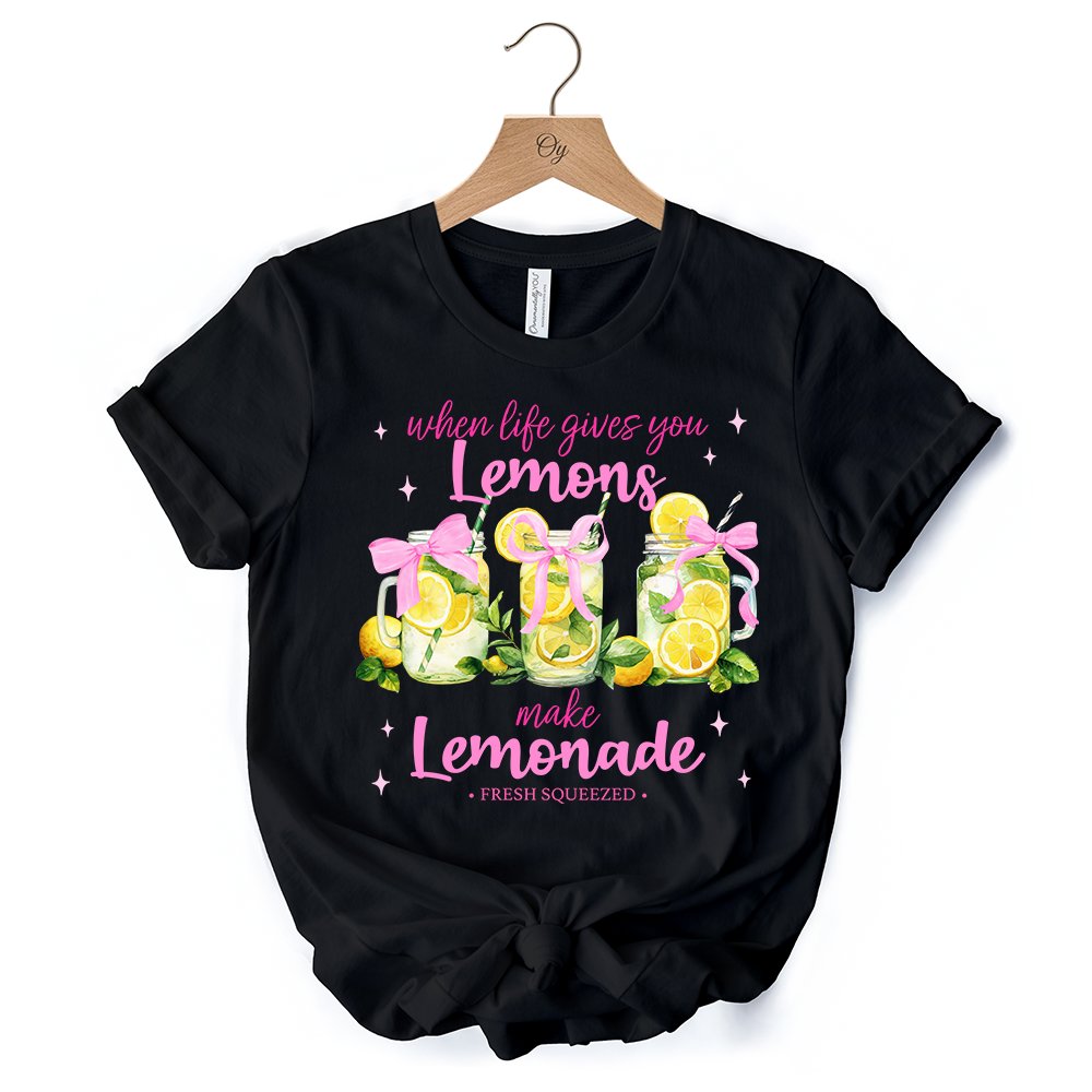 When Life Gives You Lemons Make Lemonade T-Shirt, Coquette White, Natural and Black Summer Girl Tee