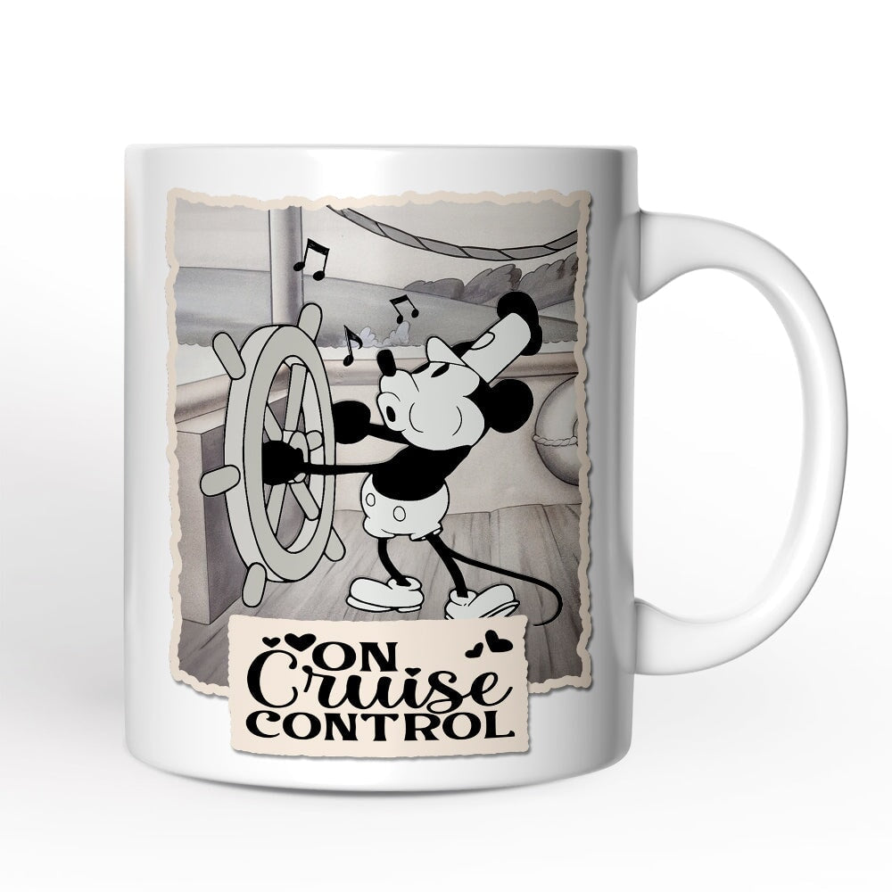 Funny Mouse On Cruise Control Personalized Mug, Classic Steamboat Willie Gift