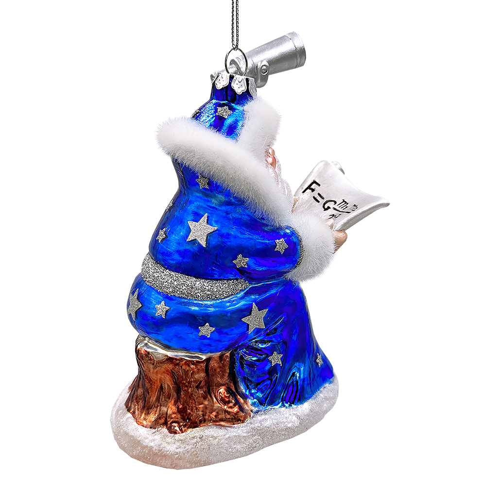 Santa the Astronomer Glass Christmas Ornament, Science and Astronomy Themed Holiday Gift