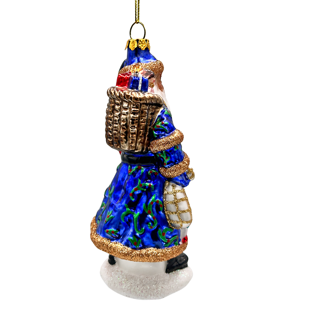 Victorian Vagabound Santa Claus Glass Christmas Ornament, Purple Tree Decor