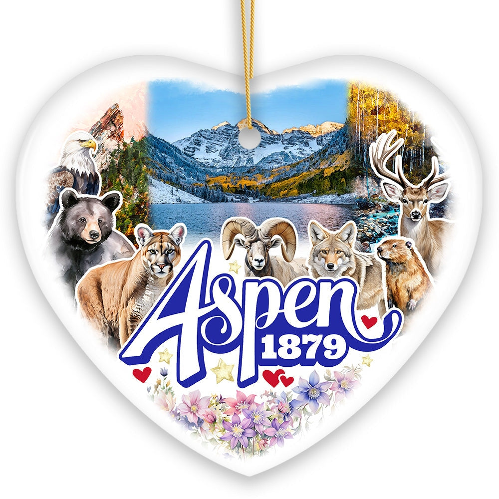 Adventurous Aspen Colorado Ornament, Snow Mountains, Nature Traveler and Skiing Vacation Souvenir