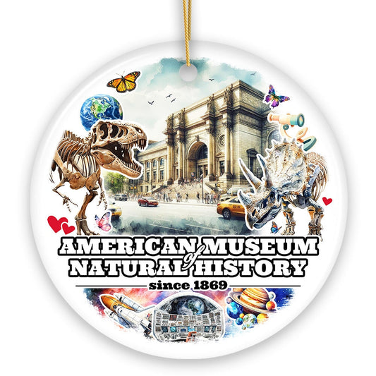 Artistic American Museum of Natural History Ceramic Ornament, Vintage AMNH New York City History Souvenir