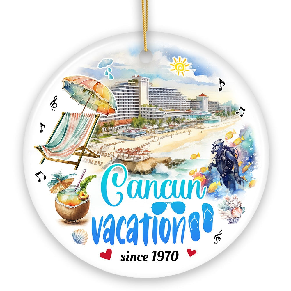 Artistic Cancun Tropical Vacation Art Ornament, Mexico Traveler Souvenir Gift