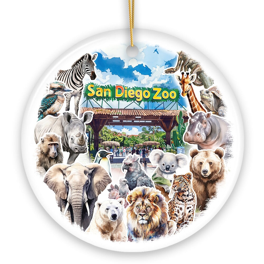Artistic San Diego Zoo Classic Handcrafted Ornament, California State Ceramic Souvenir and Tree Decor