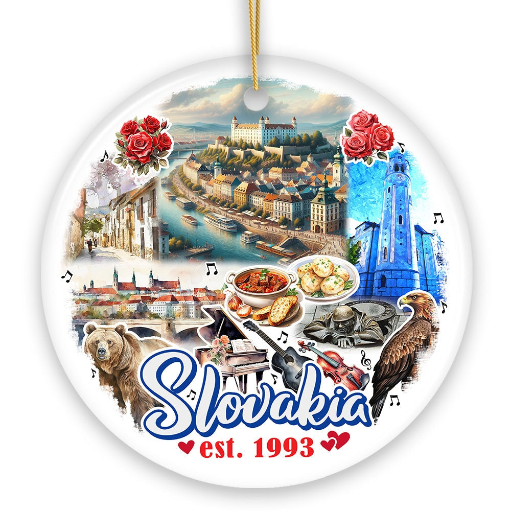 Artistic Slovakia Landmarks Ornament, Slavic Heritage and Culture Christmas Gift and Bratislava Travel Souvenir