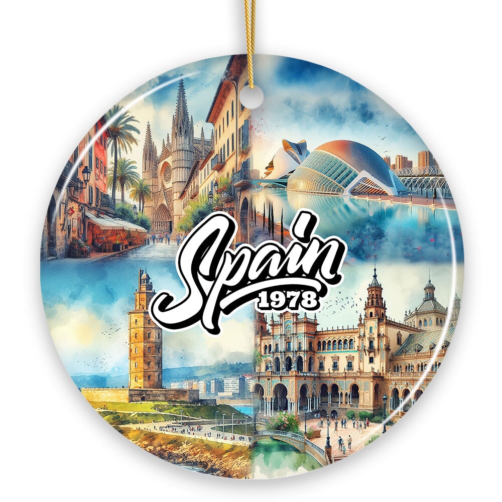Artistic Spain Cultural Heritage and Landmarks Ornament, Christmas Tree Decor and Keepsake
