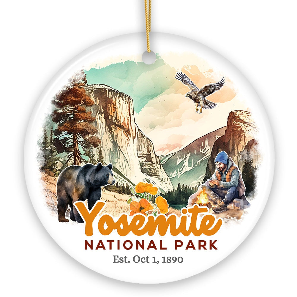 Artistic Yosemite National Park Ornament, California Christmas Gift for Hikers