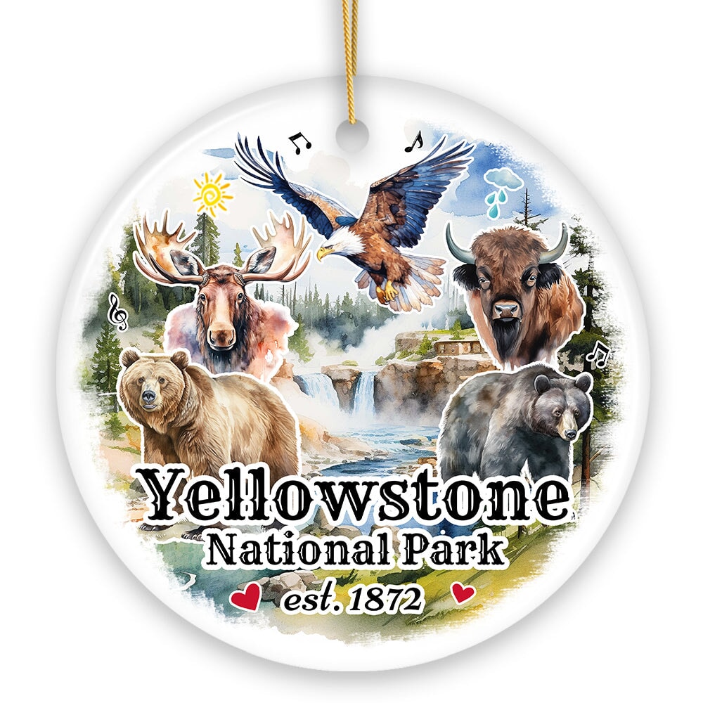 Artistically Vibrant Yellowstone National Park Ornament, Wildlife and Nature Souvenir Gift