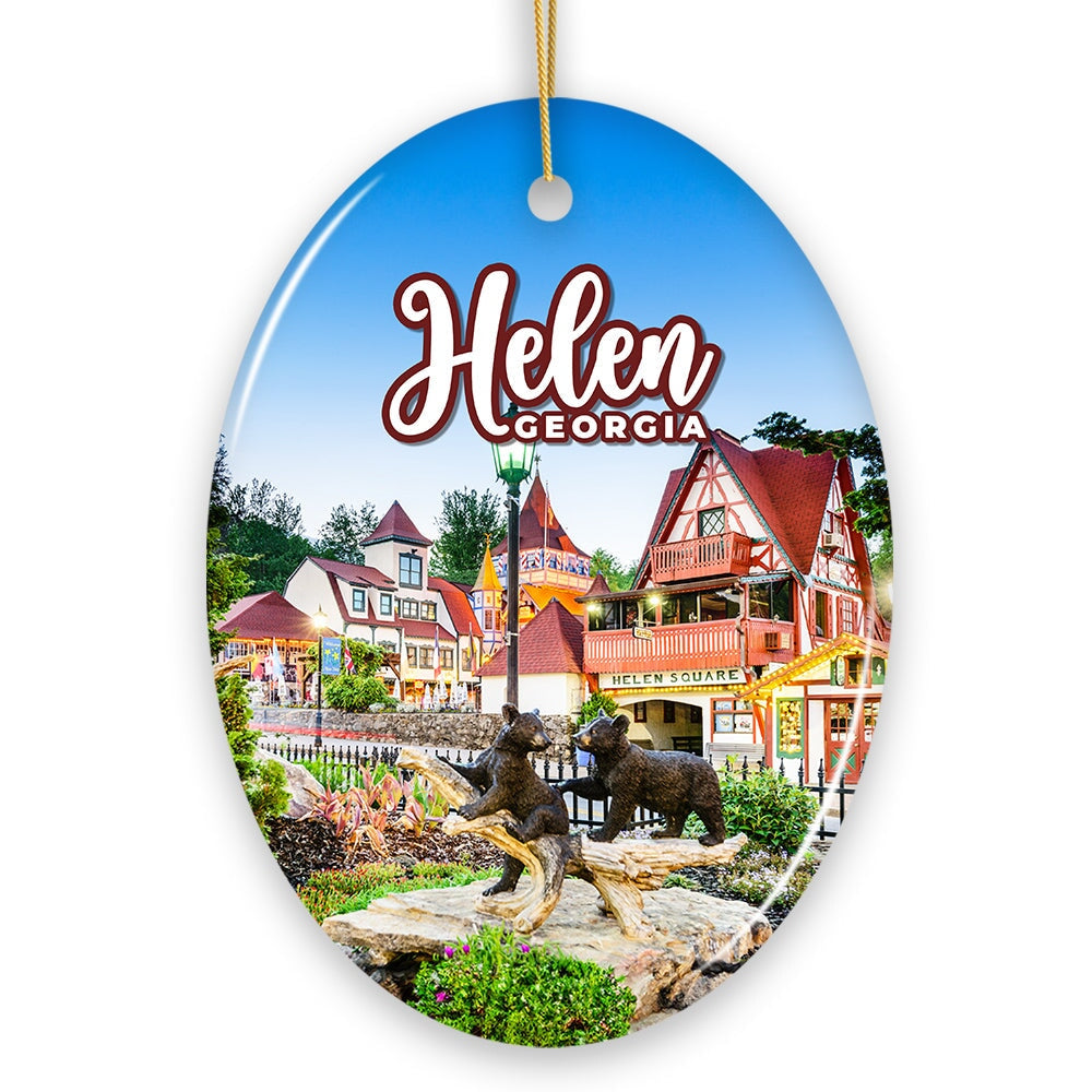 Beautiful Helen Town Georgia Ornament, German-inspired Alpine Village for Christmas Gift