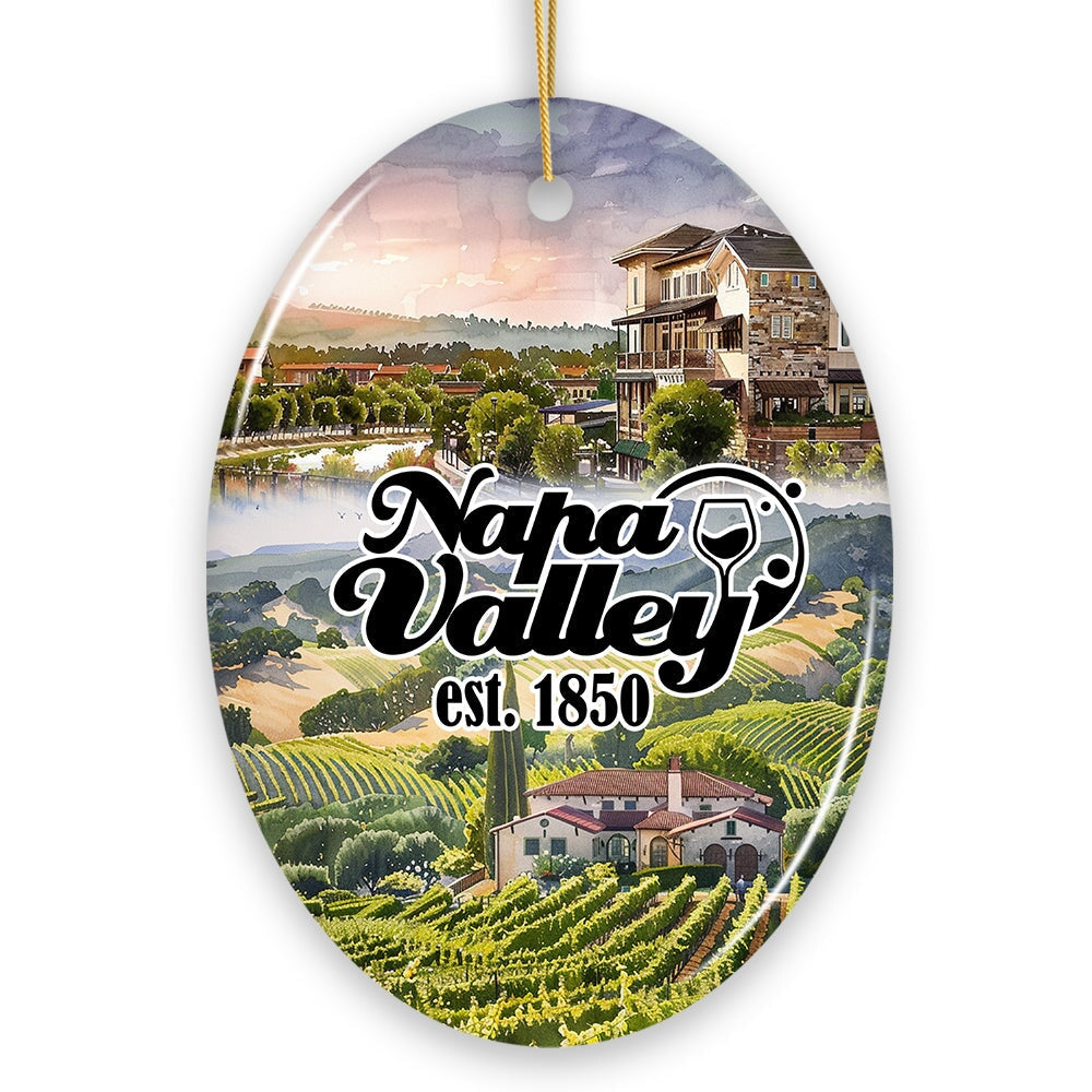 Beautiful Napa Valley Ceramic Ornament, California's World Class Vineyards and Wineries Christmas Gift