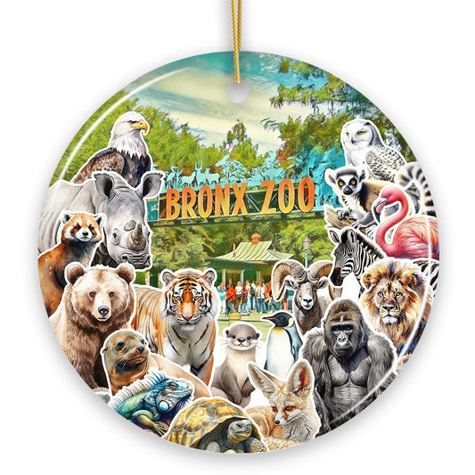 Bronx Zoo Animal Collage Ceramic Ornament, New York City Traveler Souvenir