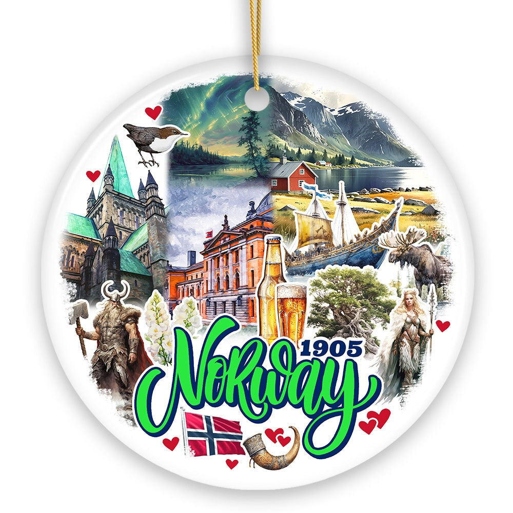 Charming Norway Ornament, Scandinavian Fjord Landmarks Christmas Gift and Oslo Souvenir