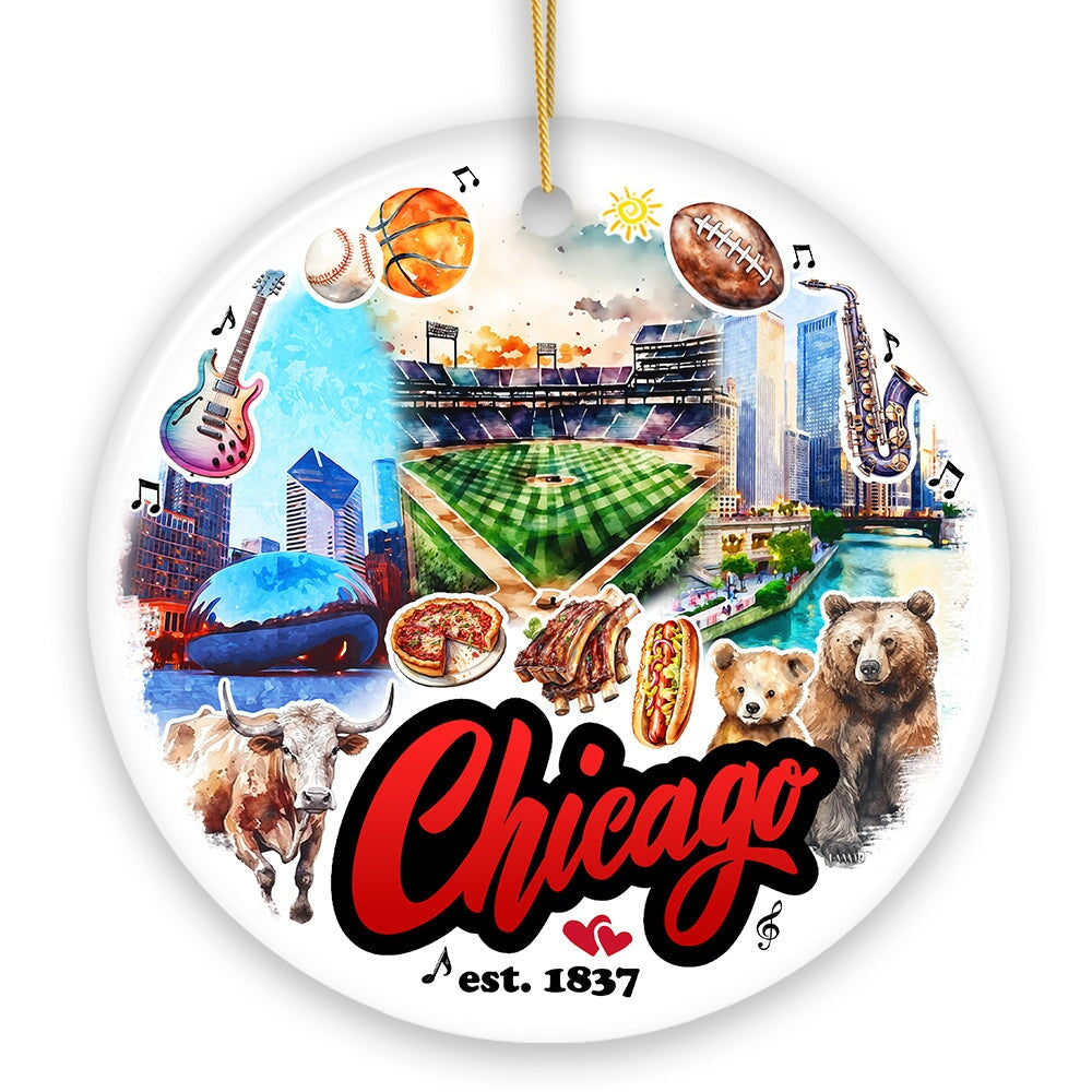 Chicago City Artistic Ornament, Illinois Souvenir and Christmas Gift Decoration