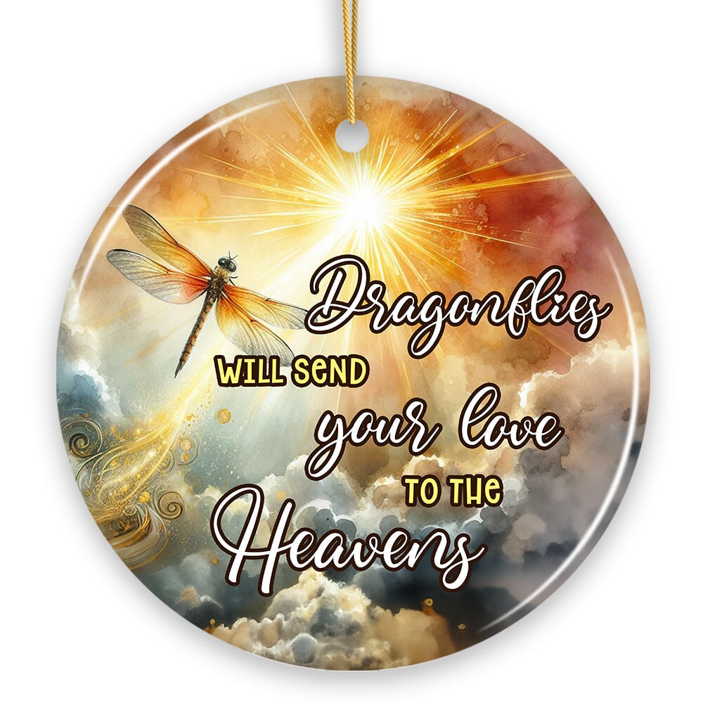 Dragonflies to the Heavens Quote Ornament, Heavenly Christmas Memorial Gift