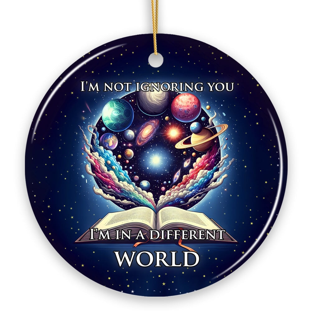 I’m in a Different World Unique Book Lover Ornament, Book Club Christmas Gift