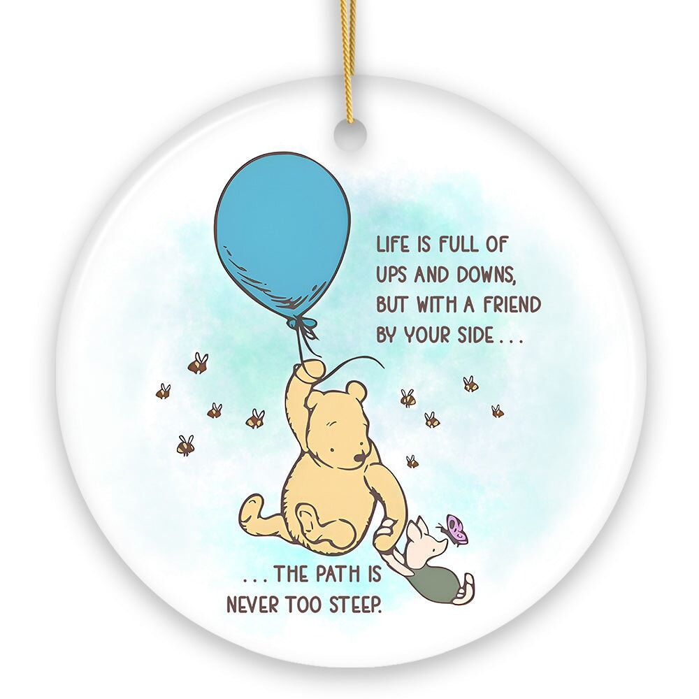 Life's Ups and Downs are Easier With a Friend Ornament, Pooh Bear's Uplifting Quote Christmas Keepsake and Decor