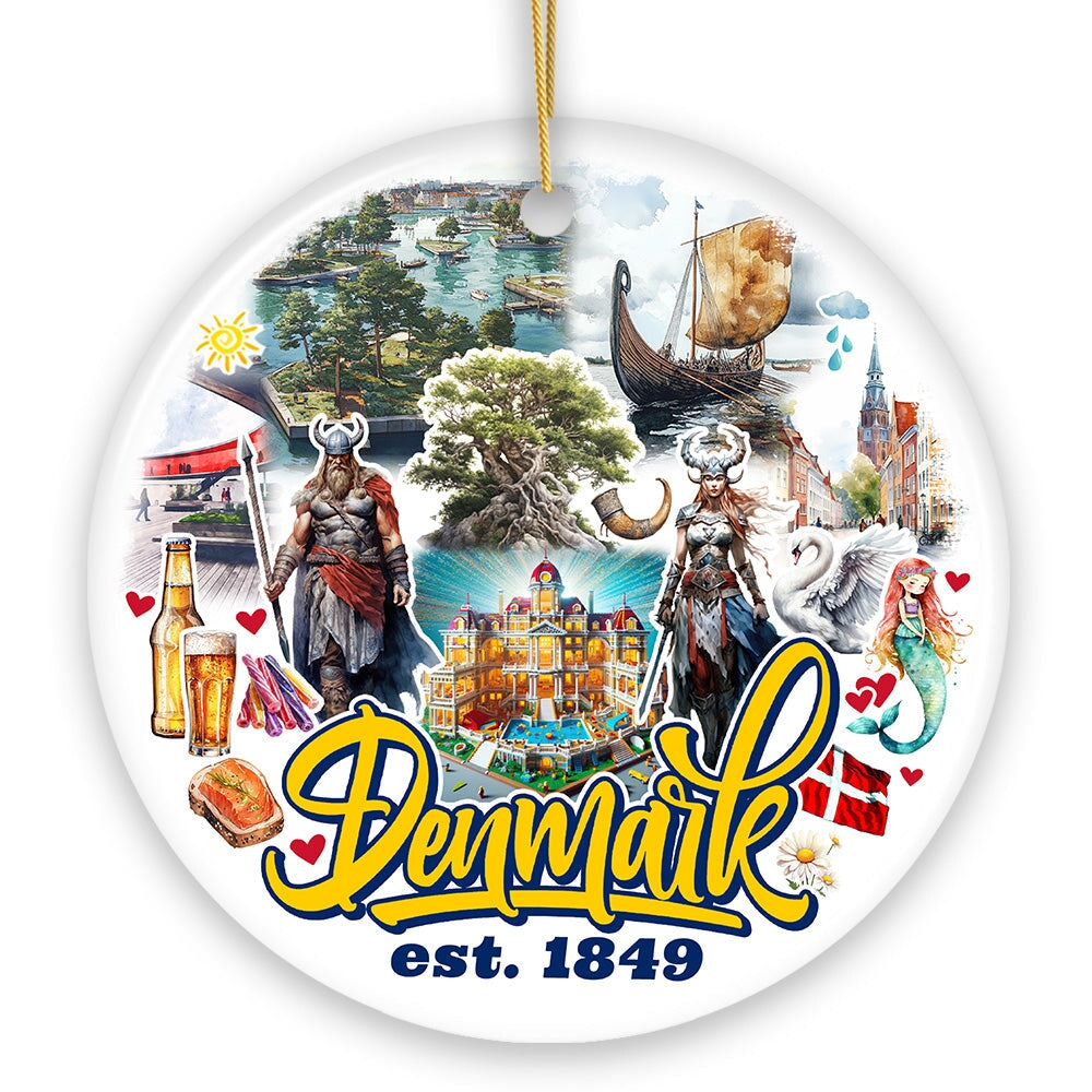 Majestic Denmark Landmarks Ornament, Scandinavian Heritage Christmas Gift and Copenhagen Souvenir