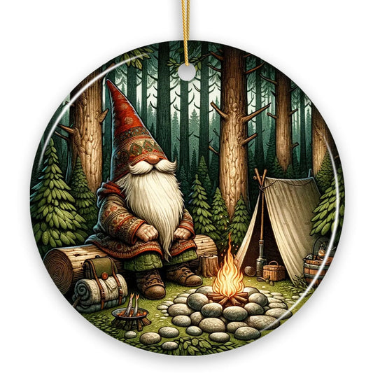 Nordic Folk Gnome Forest Elder Ornament, Scandinavian Folklore Camping Tree Decor