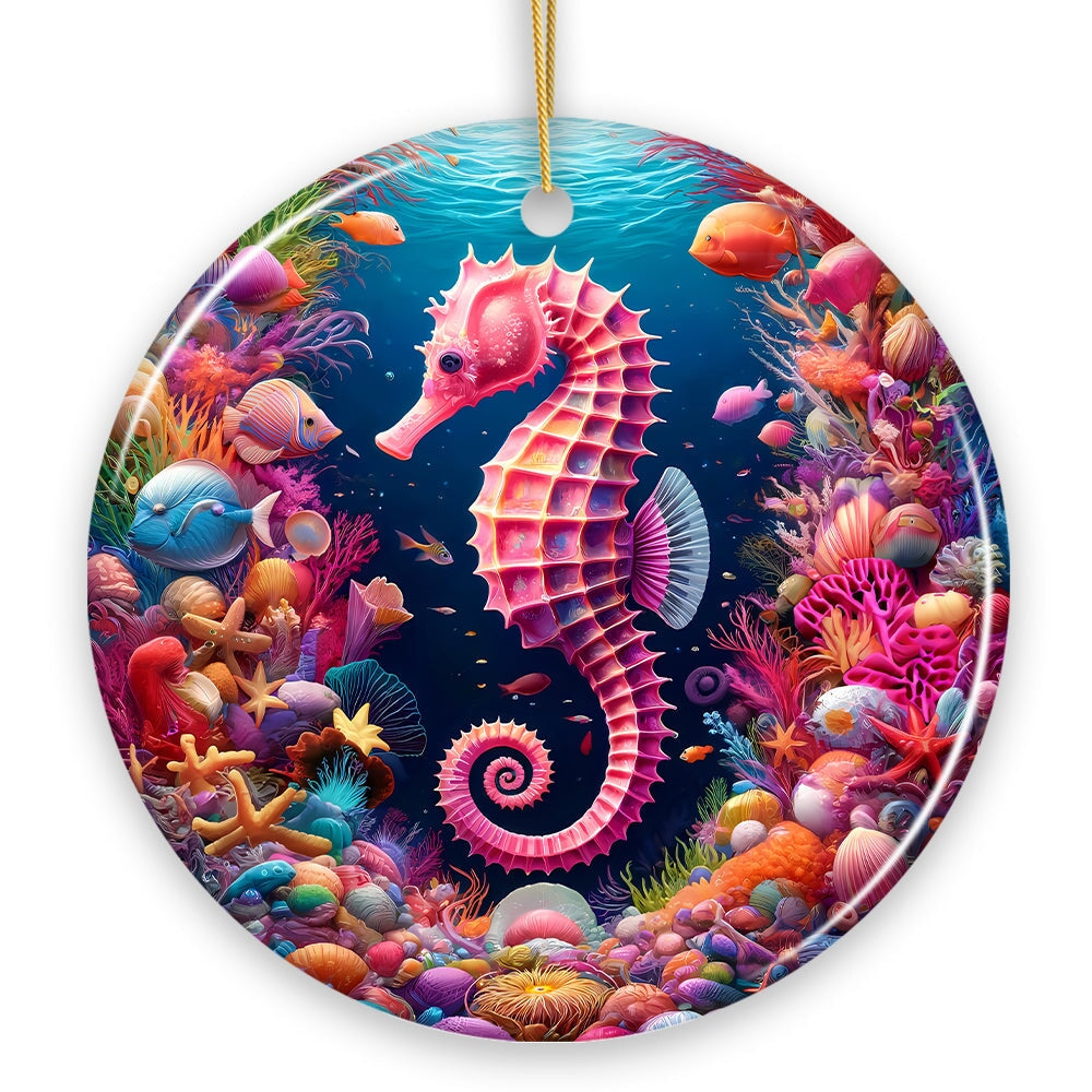 Tropical Tide Treasure Radiant Seahorse Ornament, Ocean-Themed Gift And Decor