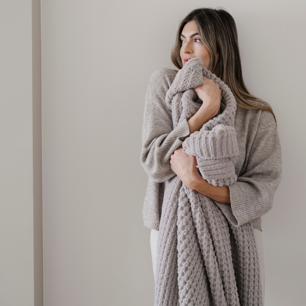 WAFFLE KNIT THROW BLANKETS