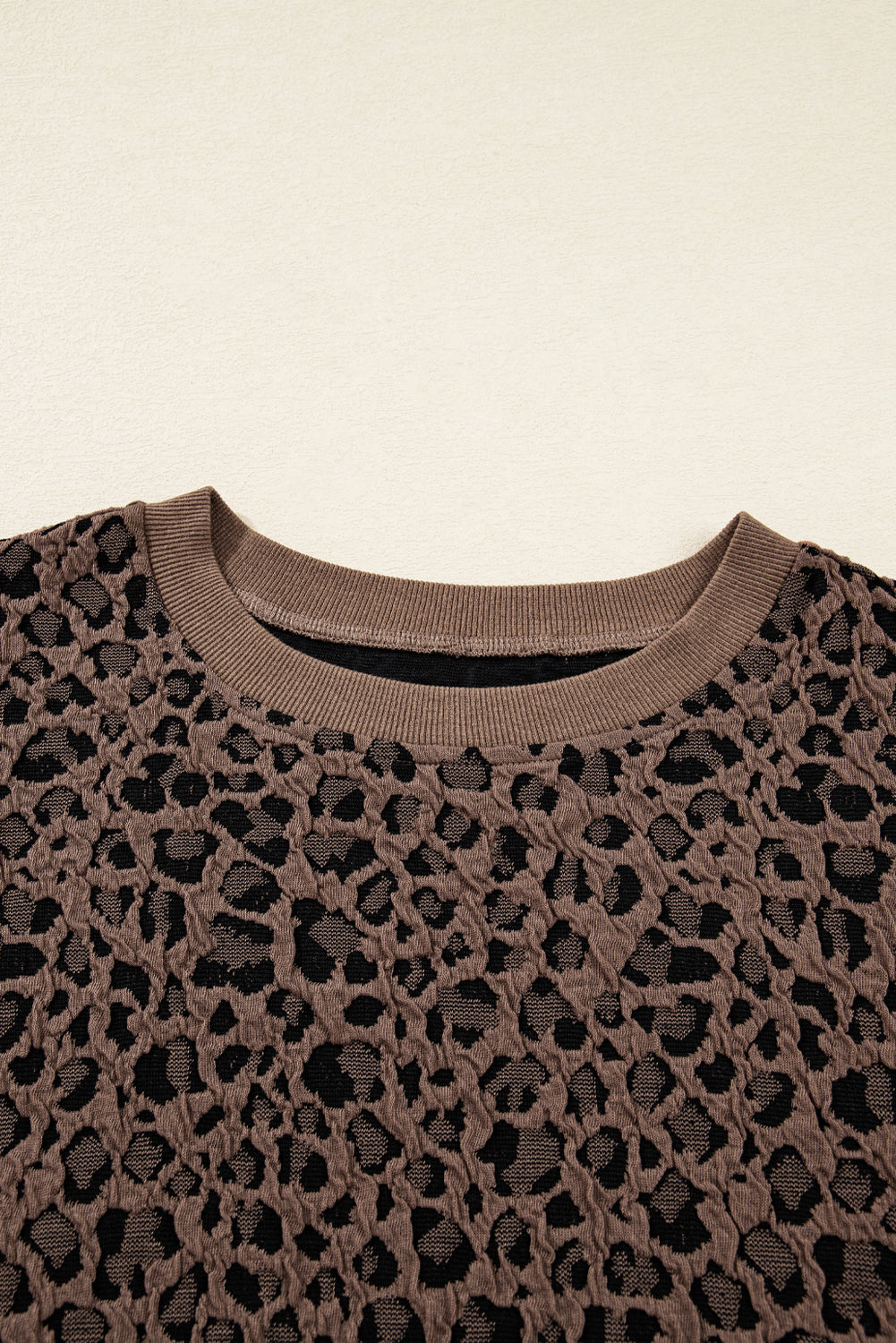 Annie Ribbed Trim Leopard Top