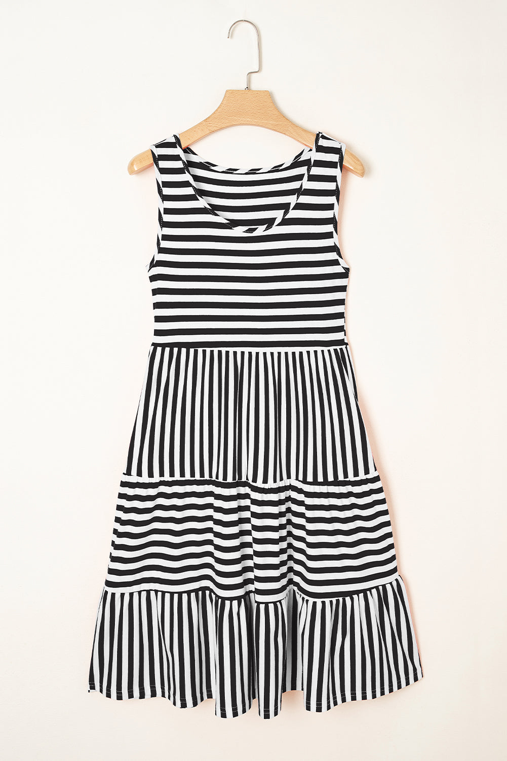 Ellie Stripe U Neck Sleeveless Loose Fit Mini Dress