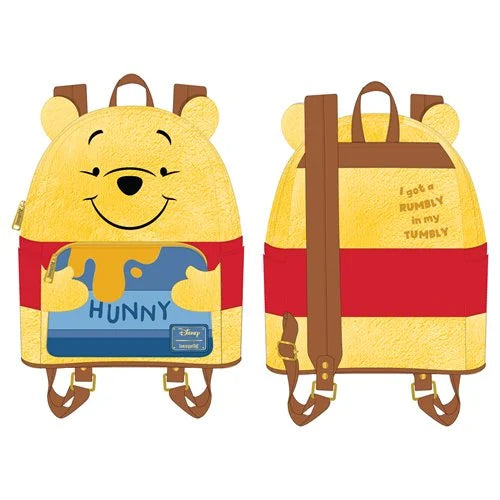 Winnie the Pooh Hunny Tummy Mini-Backpack | Disney Plush Faux Leather Bag | Loungefly