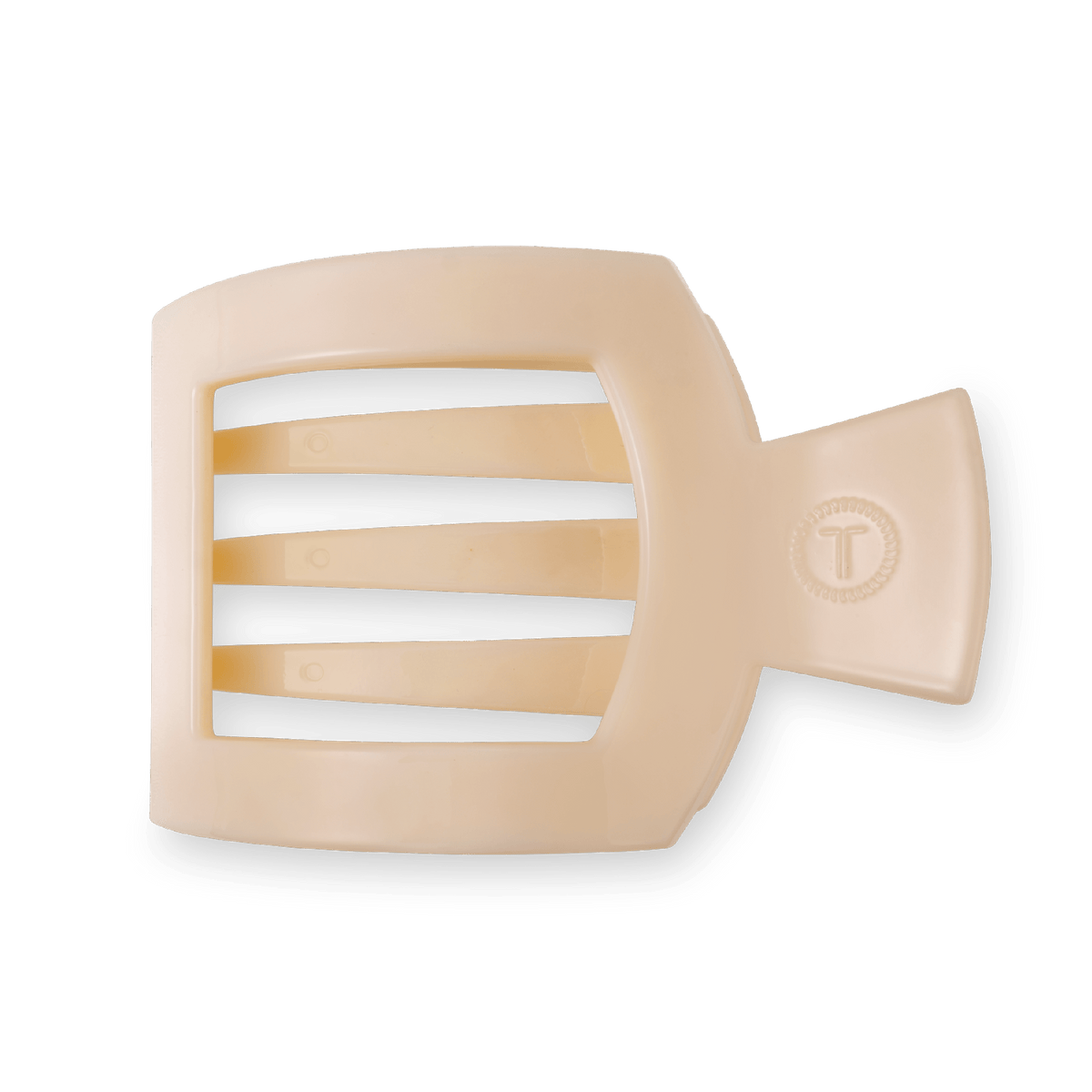 Almond Beige Large Flat Square Hair Clip | TELETIES 4.5" Nearly Unbreakable Neutral Claw Clip