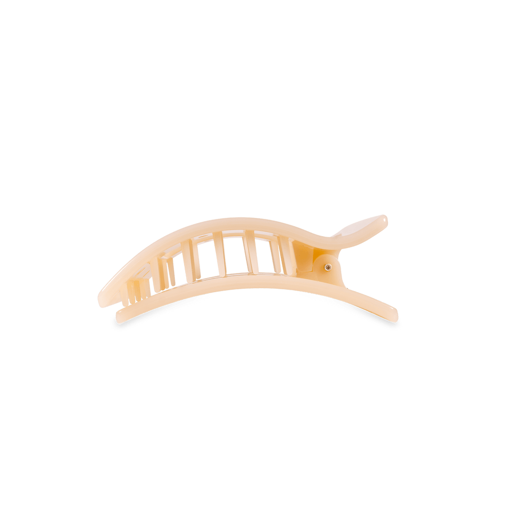 Almond Beige Small Flat Rectangle Hair Clip | TELETIES 3.25" Nearly Unbreakable Neutral Claw Clip