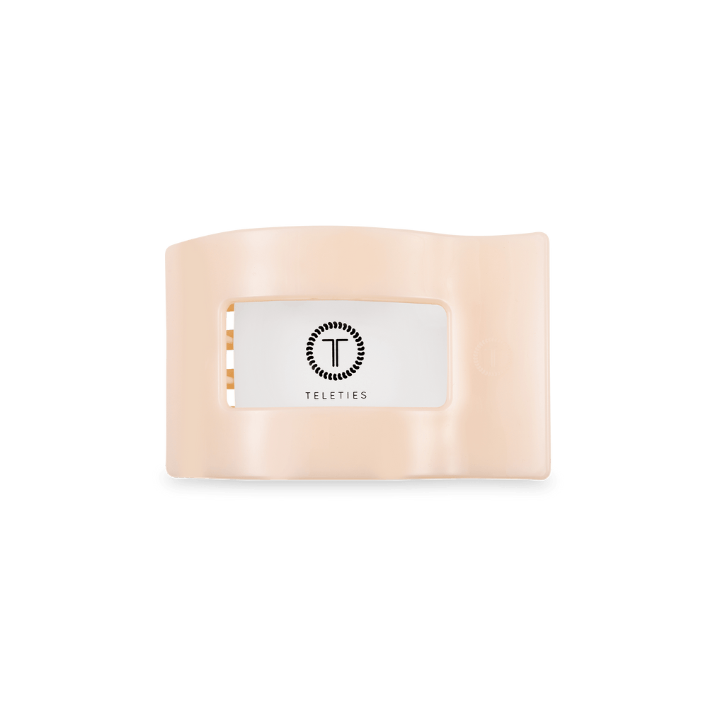 Almond Beige Small Flat Rectangle Hair Clip | TELETIES 3.25" Nearly Unbreakable Neutral Claw Clip