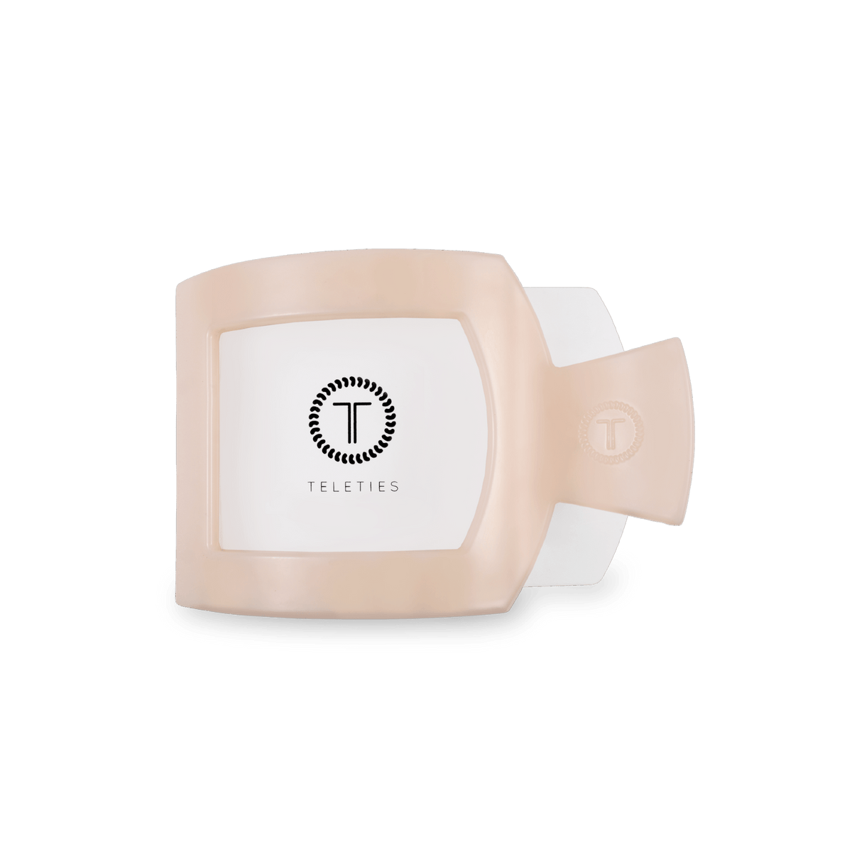 Almond Beige Small Flat Square Hair Clip | TELETIES 3.4" Nearly Unbreakable Neutral Claw Clip