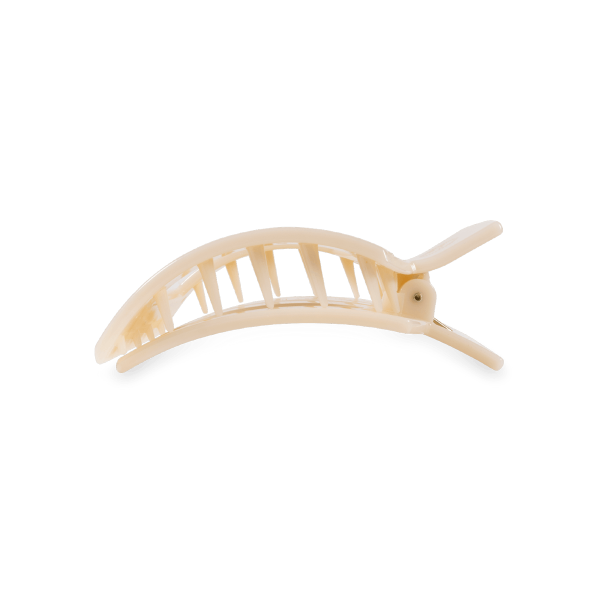 Almond Beige Small Flat Square Hair Clip | TELETIES 3.4" Nearly Unbreakable Neutral Claw Clip
