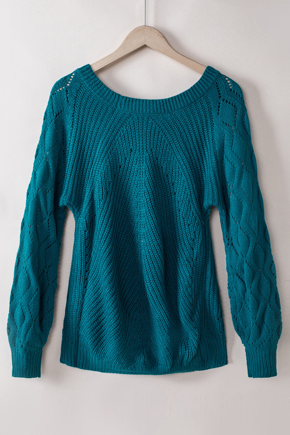 Lia Hollow-out Puffy Sleeve Knit Sweater