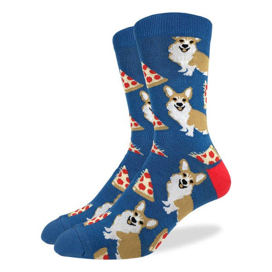 Men's Big & Tall Corgi Pizza Socks