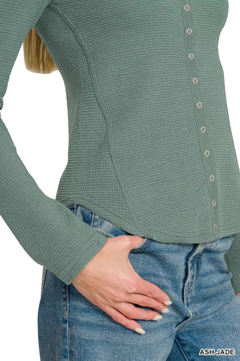 Double Knit Snap Button Shirt | Casual Layering Top | Zenana